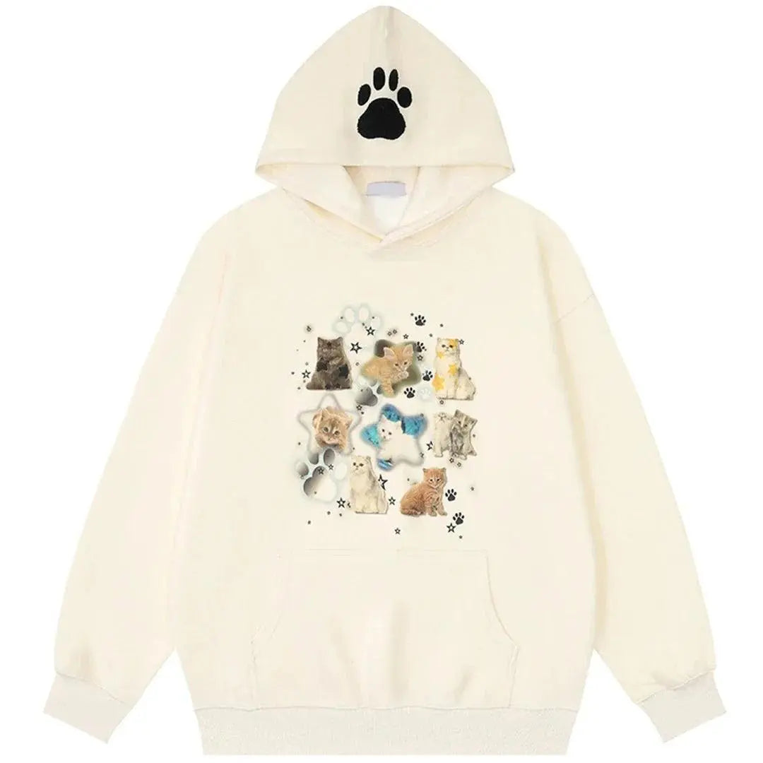 Beige Cat Hoodie Cute - sneakershuborg