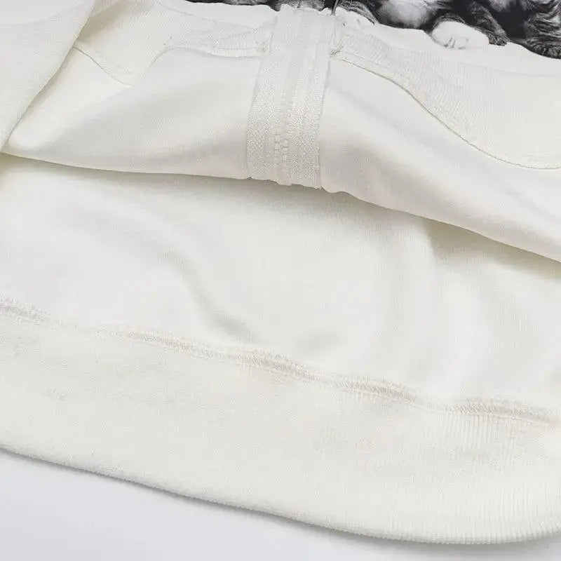 Cat Zipper White Hoodie - sneakershuborg