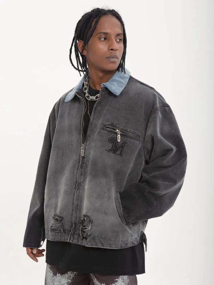 Denim jacket streetwear men - sneakershuborg