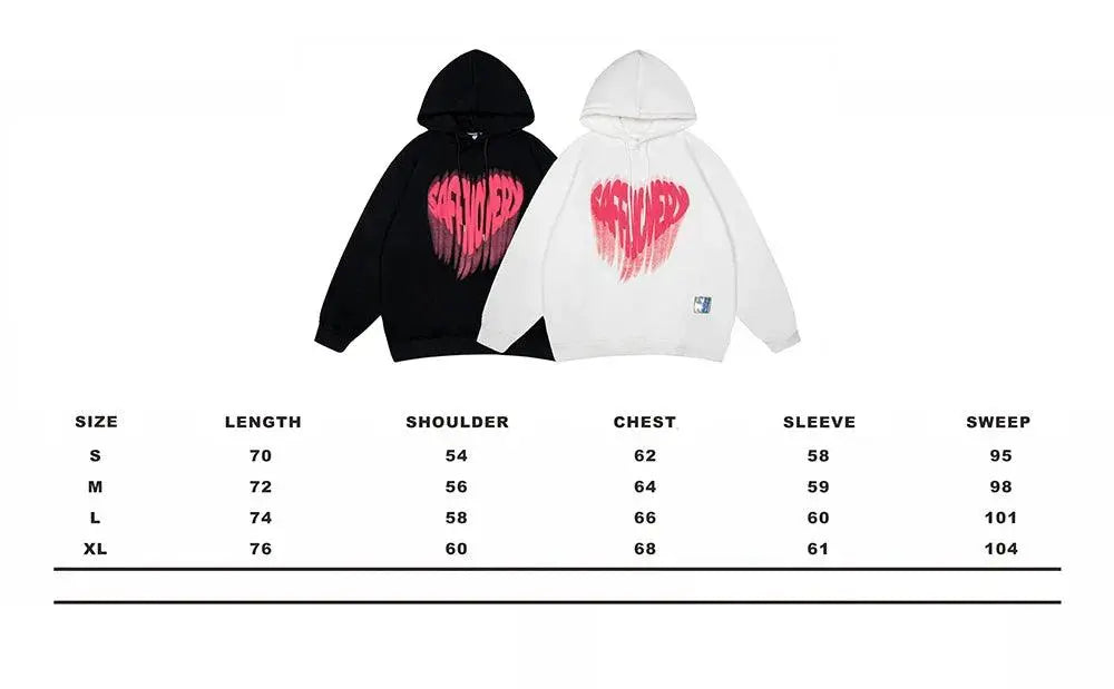 White Heart Print Hoodie - sneakershuborg