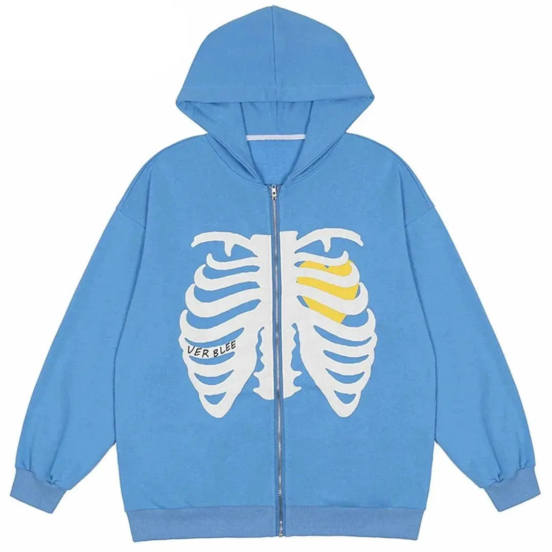 Blue Skeleton Hoodie Zipper - sneakershuborg