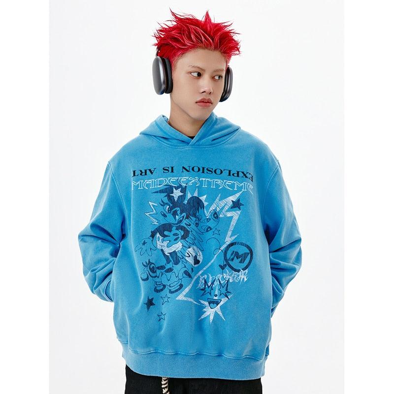 Blue hoodie streetwear - sneakershuborg