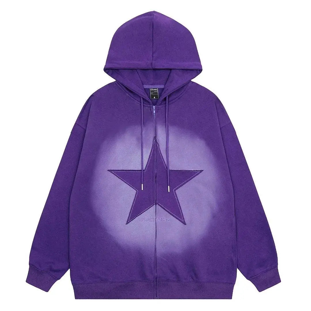 Purple  Zip Up Hoodie Star - sneakershuborg