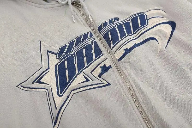 Zipper Hoodie Embroidery Star - sneakershuborg