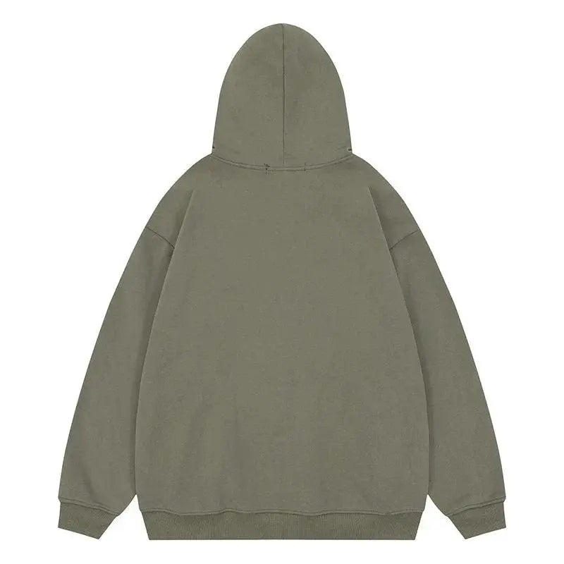 Embroidered Star Zipper Green Hoodie - sneakershuborg