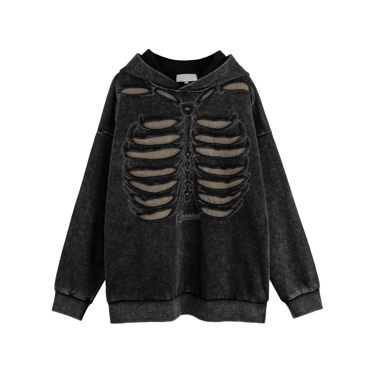 Distressed Skeleton Cutout Hoodie sneakershuborg