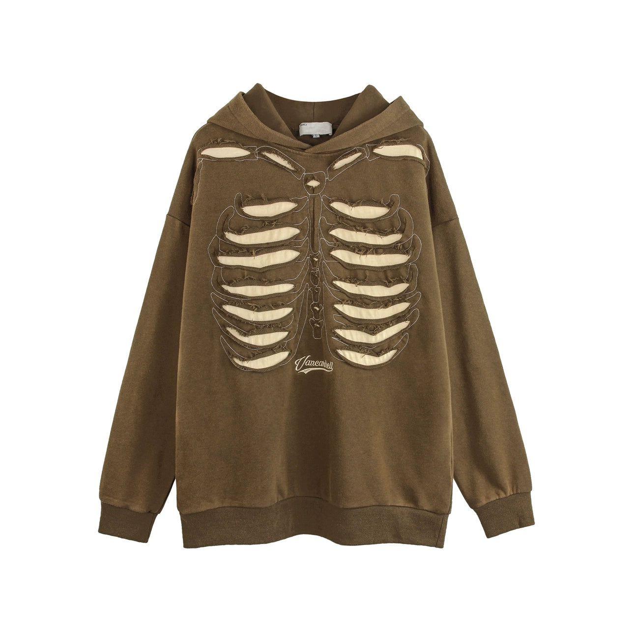 Distressed Skeleton Cutout Hoodie sneakershuborg