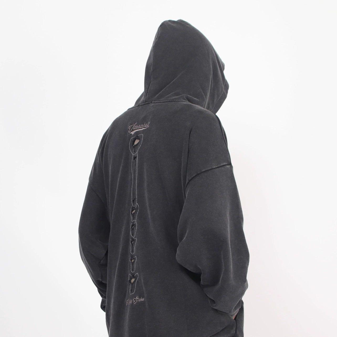 Distressed Skeleton Cutout Hoodie sneakershuborg