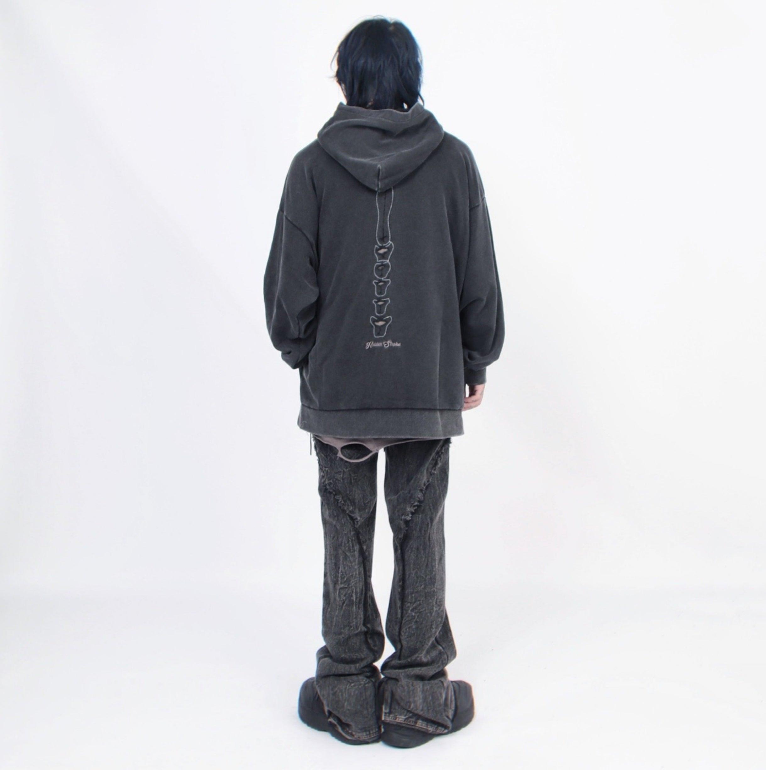 Distressed Skeleton Cutout Hoodie sneakershuborg