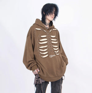 Distressed Skeleton Cutout Hoodie sneakershuborg