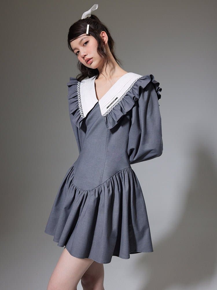 A-Line Dress With Doll Collar - sneakershuborg