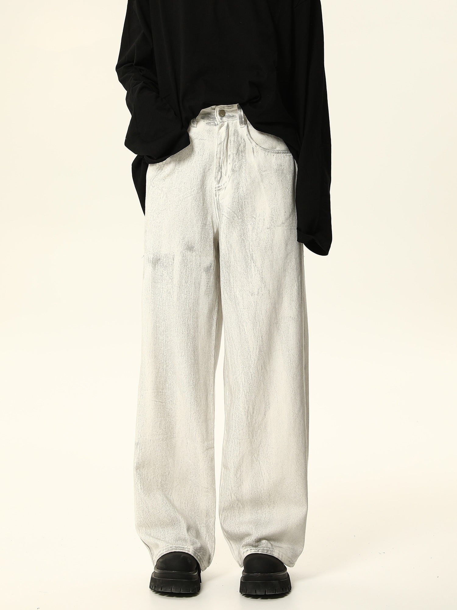 White Wide Leg Baggy Jeans sneakershuborg