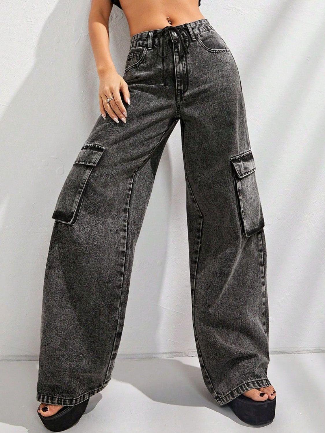 Wide Leg Jeans with Pockets - sneakershuborg