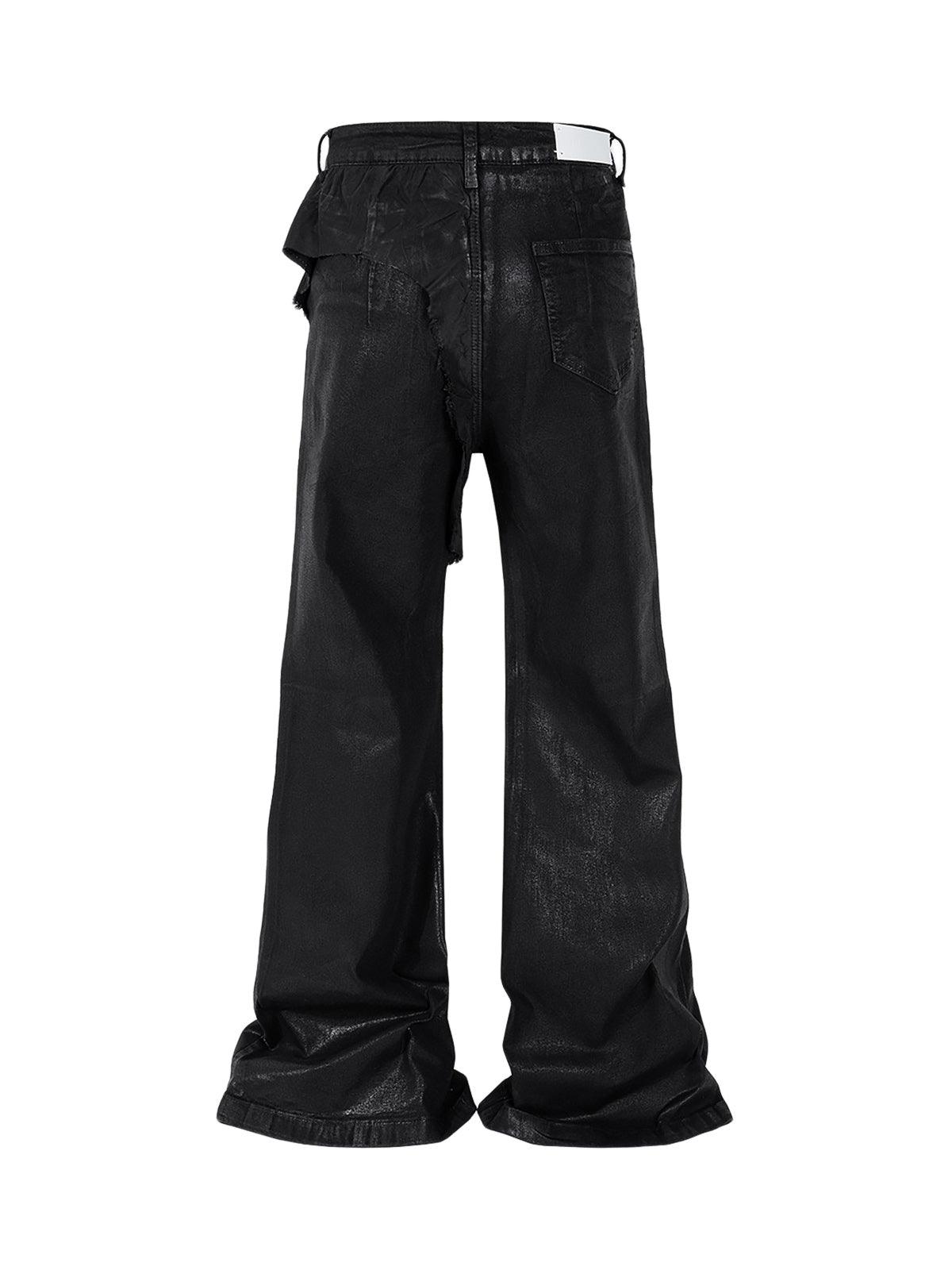 Sneakerhub Black Wax Coated Flare Jeans - sneakershuborg