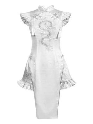 White Dragon Qipao Dress sneakershuborg