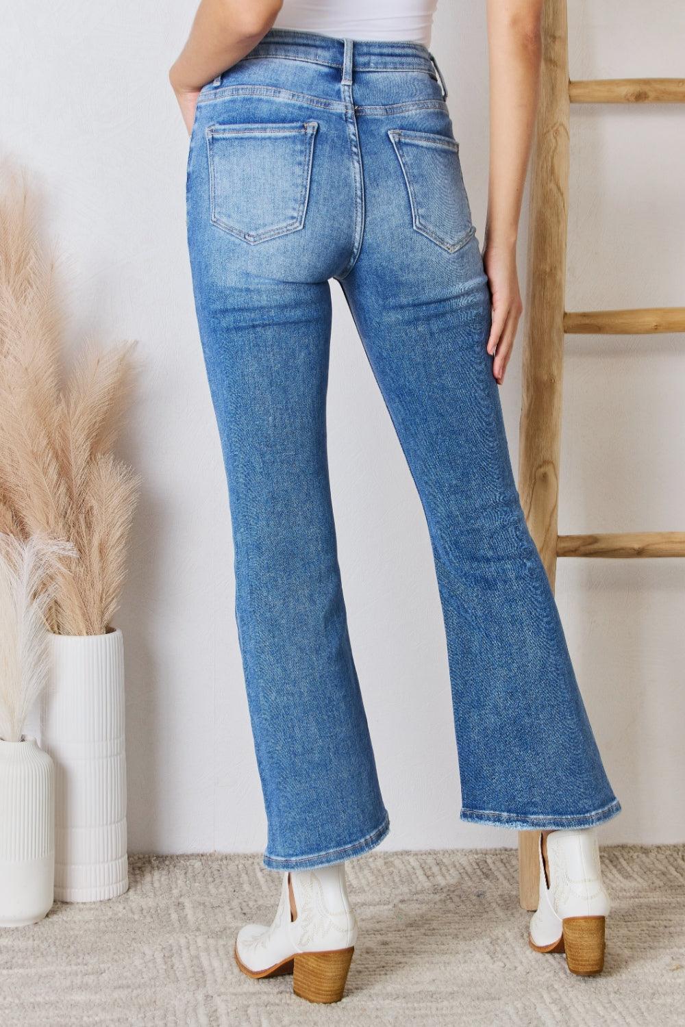 RISEN Full Size High Rise Ankle Flare Jeans - sneakershuborg