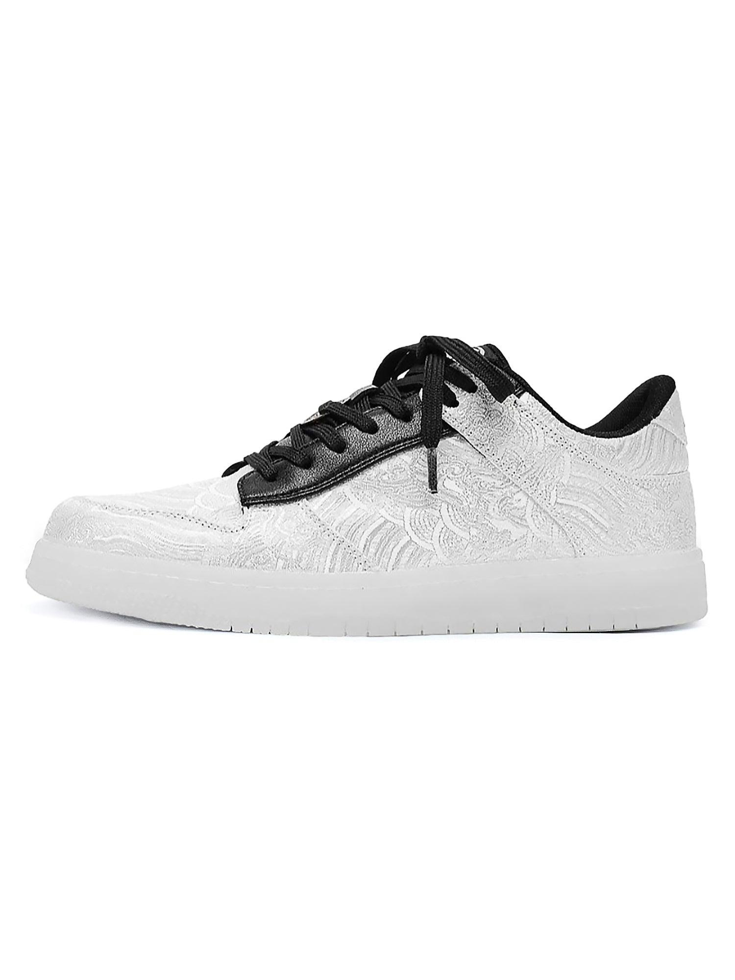 Sneakerhub White Silk Embroidered Hip-Hop Sneakers - sneakershuborg