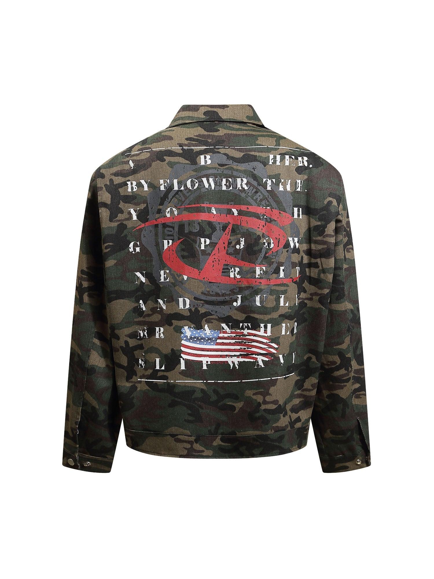 Sneakerhub Hip-hop Shoulder Pad Camouflage Washed Jacket - sneakershuborg