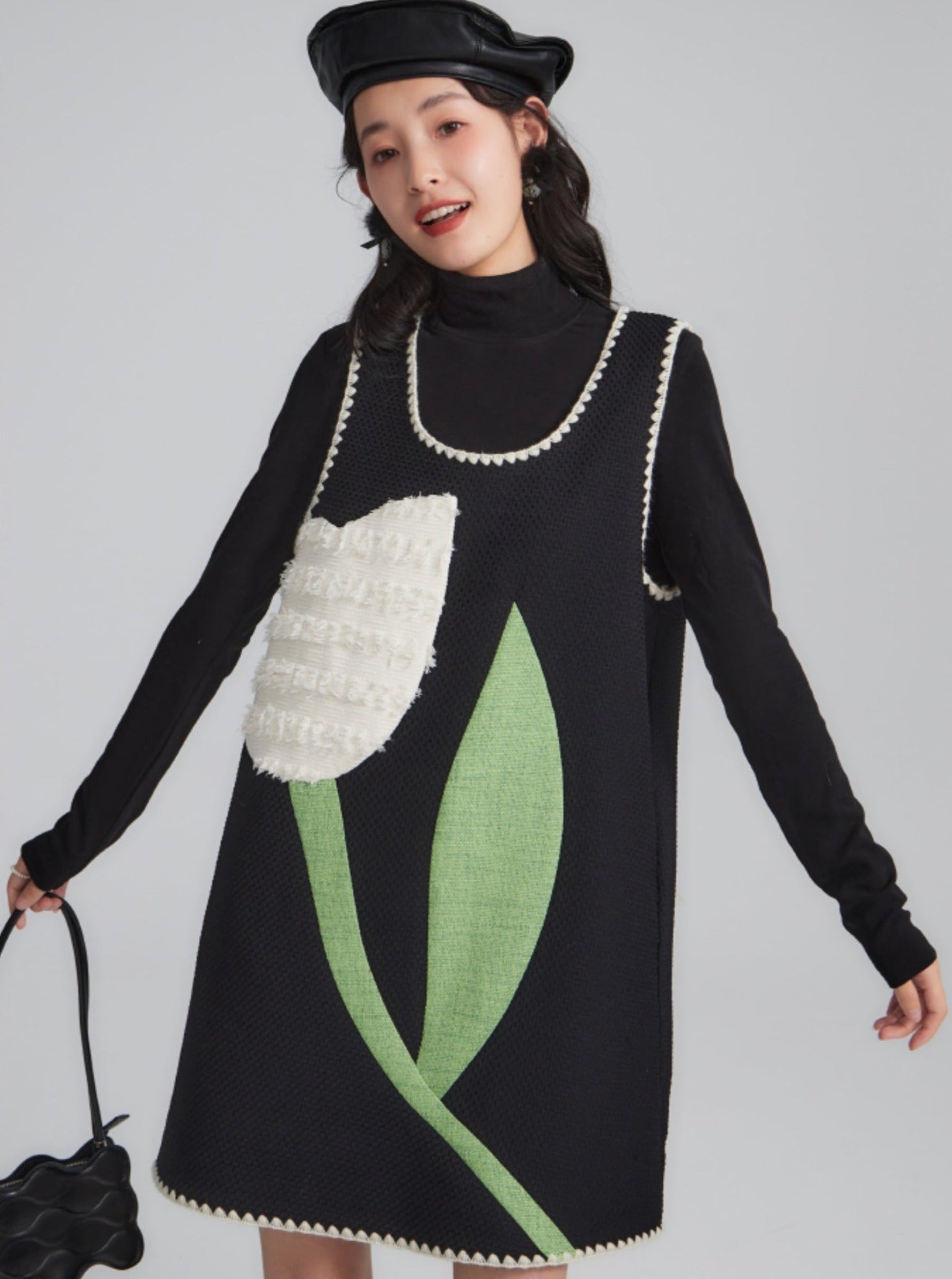 Whimsical Jumper Dress with Tulip Design sneakershuborg