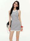 Athletic Layered Tank Dress - Sleeveless Fitted Mini with Contrast Trim sneakershuborg