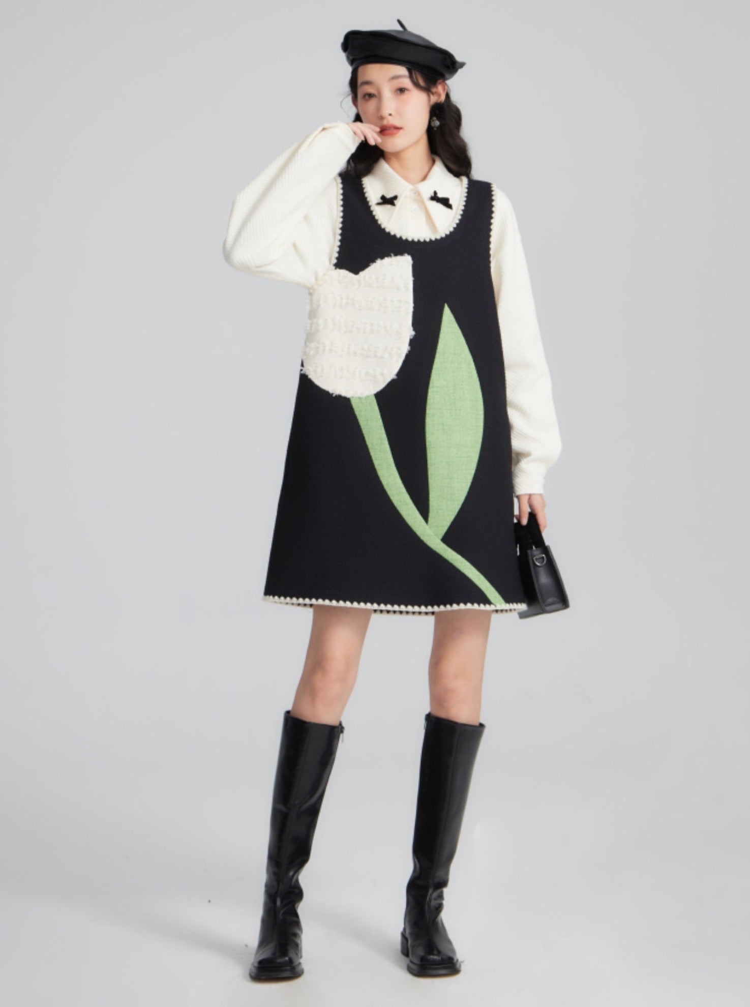 Whimsical Jumper Dress with Tulip Design sneakershuborg