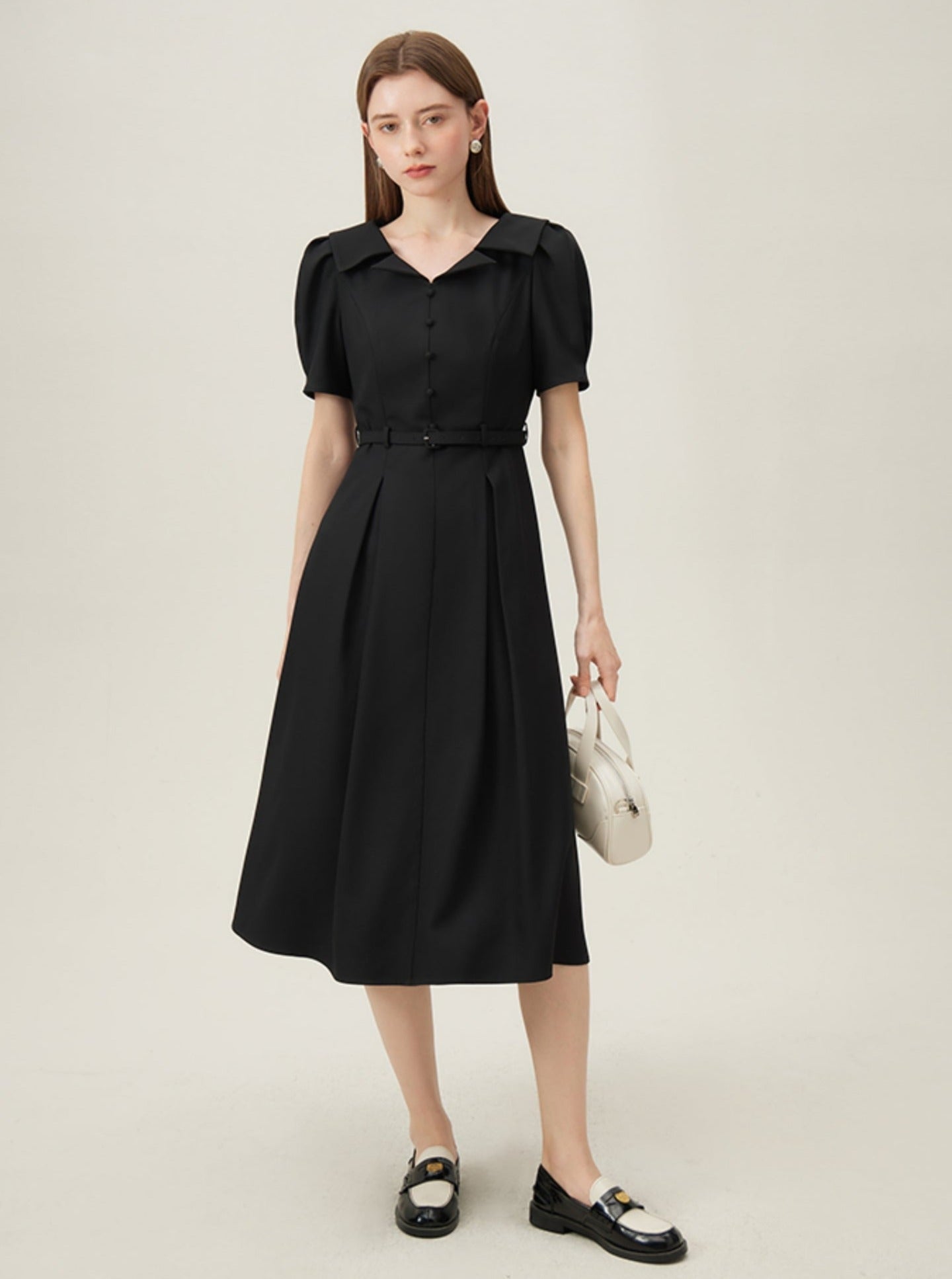 Vintage-Inspired Silhouette Elegant Midi Dress sneakershuborg