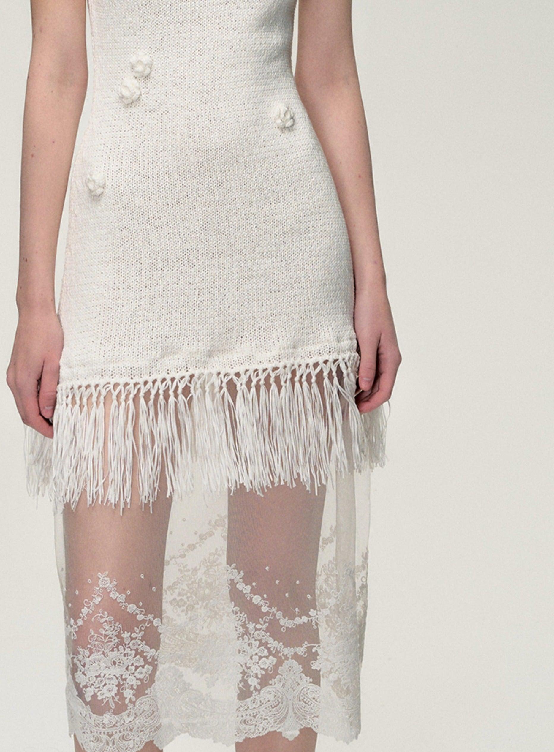 Bohemian Fringe Lace Slip Dress - sneakershuborg