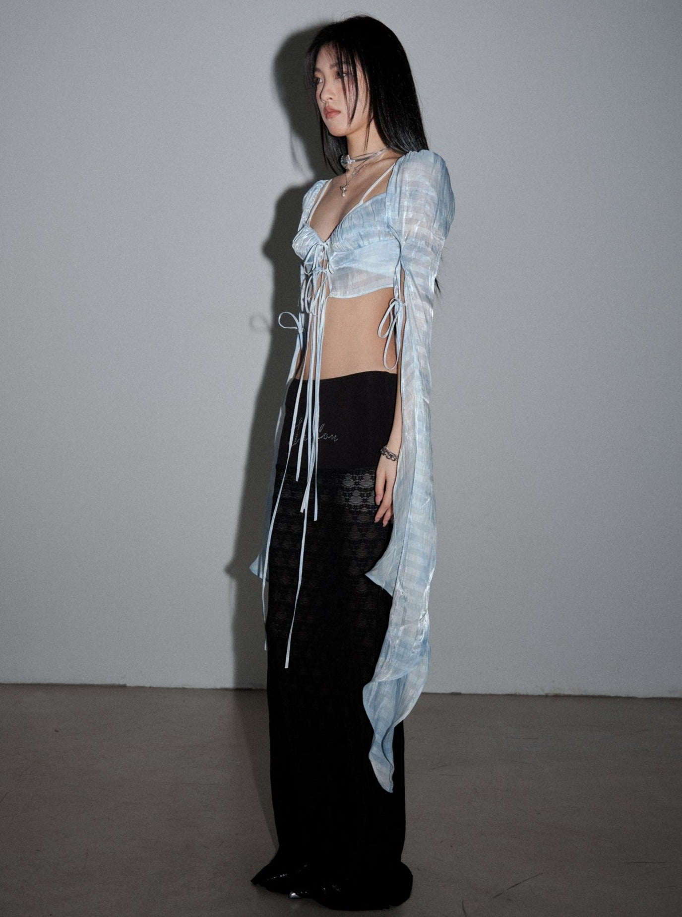 Ethereal Mist Tie-Front Butterfly Sleeve Top sneakershuborg