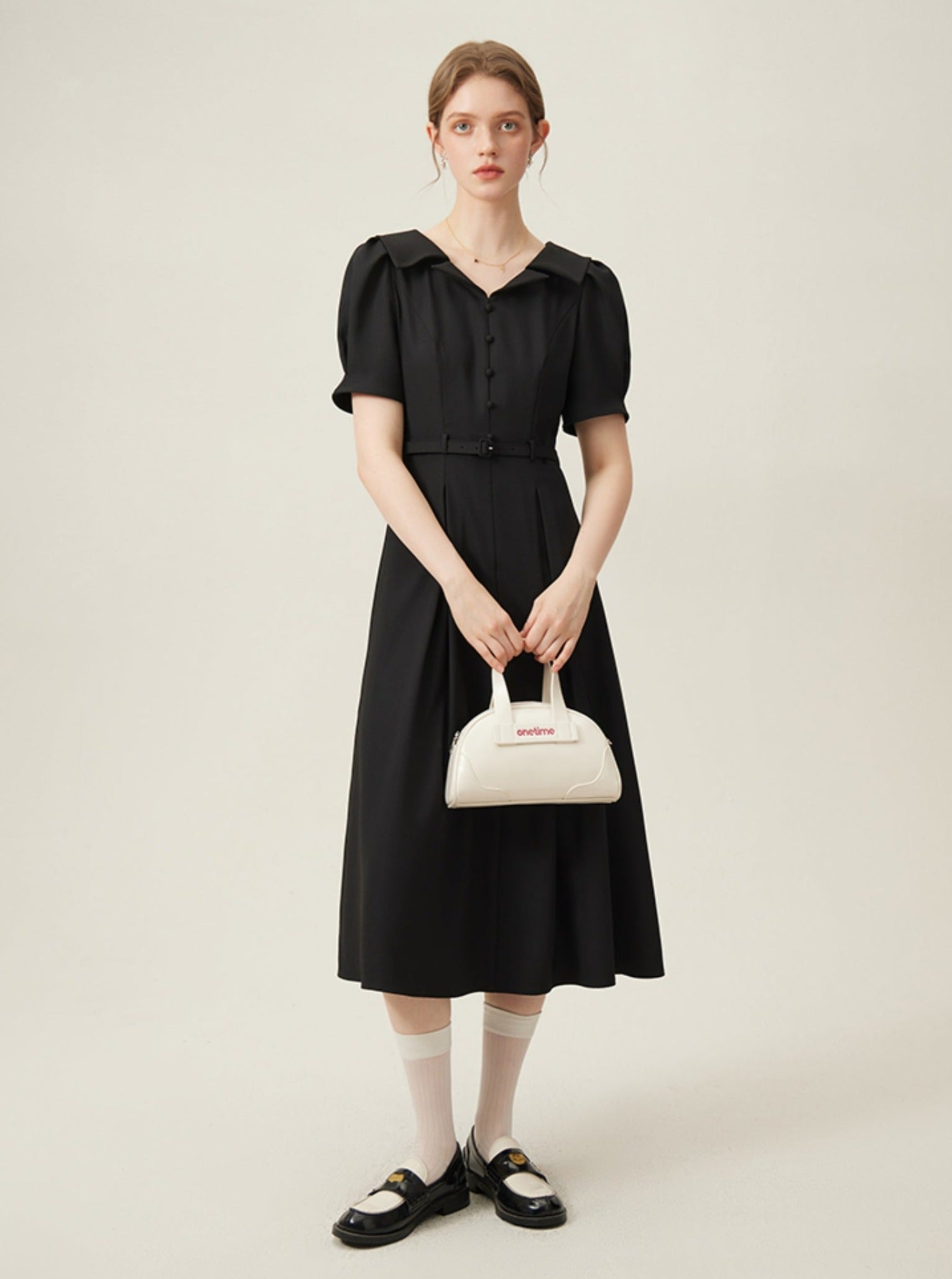 Vintage-Inspired Silhouette Elegant Midi Dress sneakershuborg