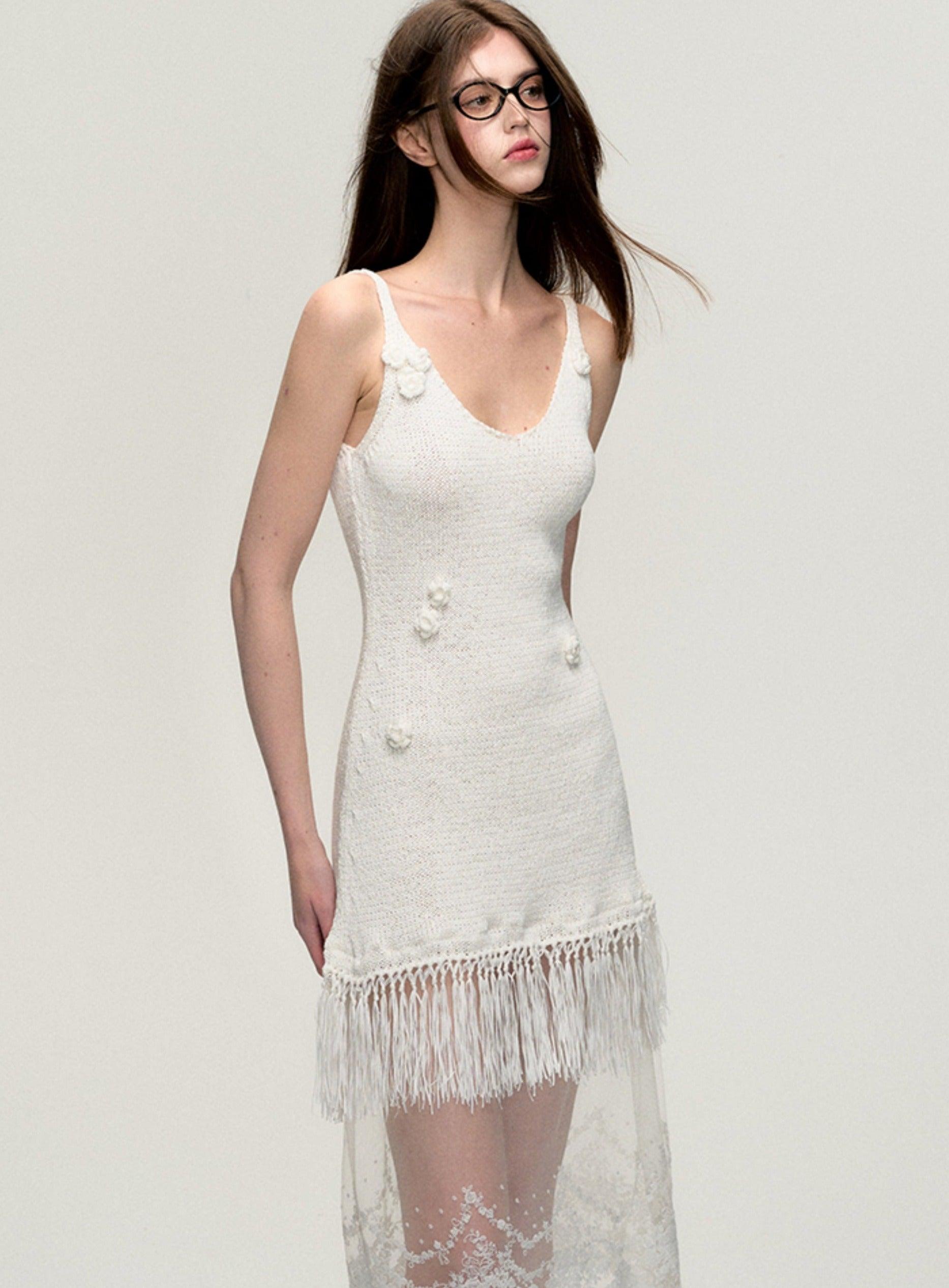 Bohemian Fringe Lace Slip Dress - sneakershuborg