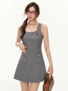 Sleeveless A-Line Mini Dress - Sporty Pocket Detail Tank Tunic sneakershuborg