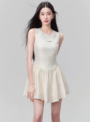 White Sleeveless Fit and Flare Mini Dress sneakershuborg