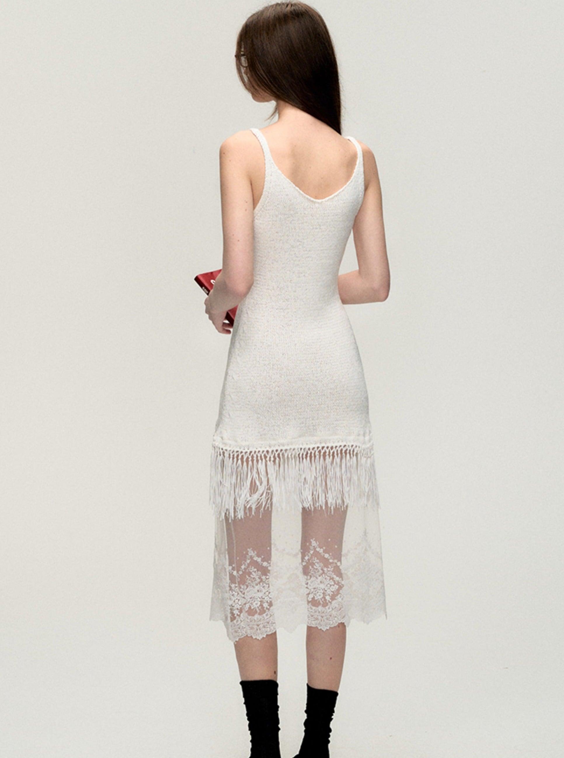 Bohemian Fringe Lace Slip Dress - sneakershuborg