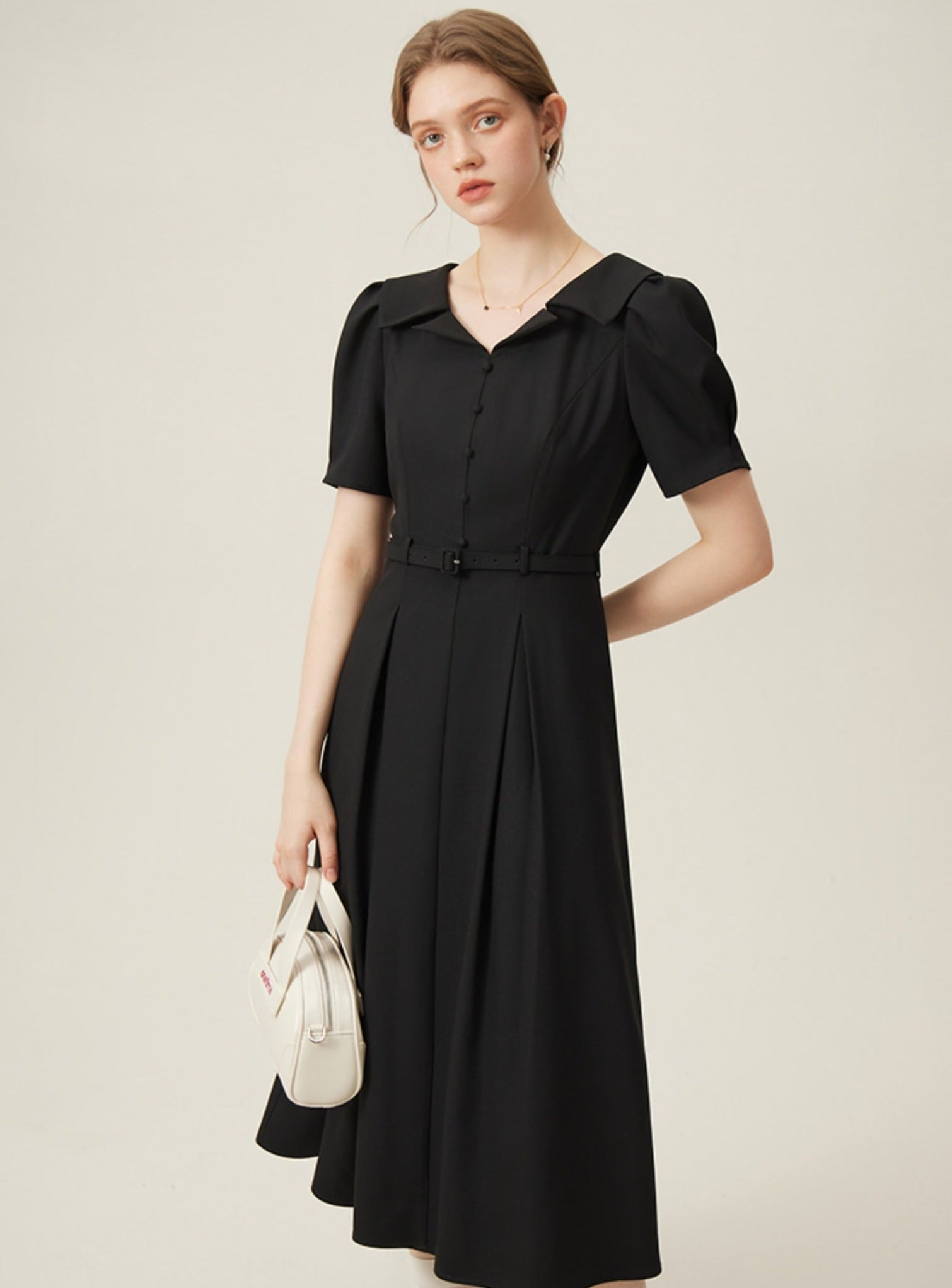 Vintage-Inspired Silhouette Elegant Midi Dress sneakershuborg