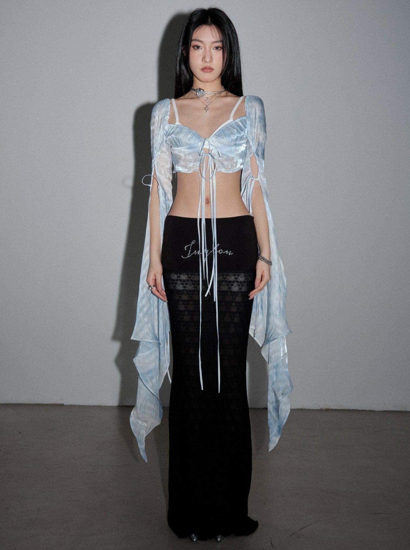 Ethereal Mist Tie-Front Butterfly Sleeve Top sneakershuborg