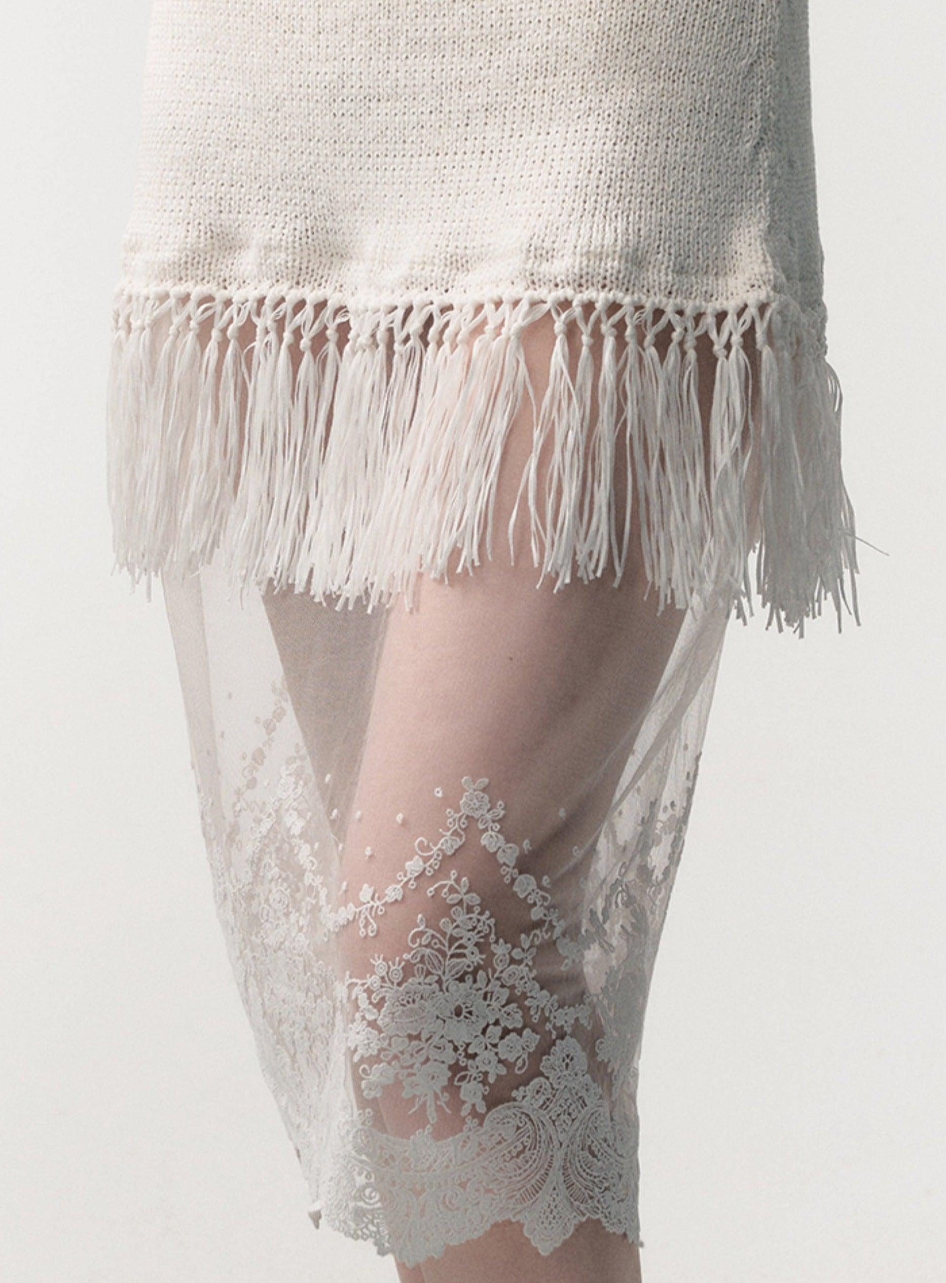 Bohemian Fringe Lace Slip Dress - sneakershuborg