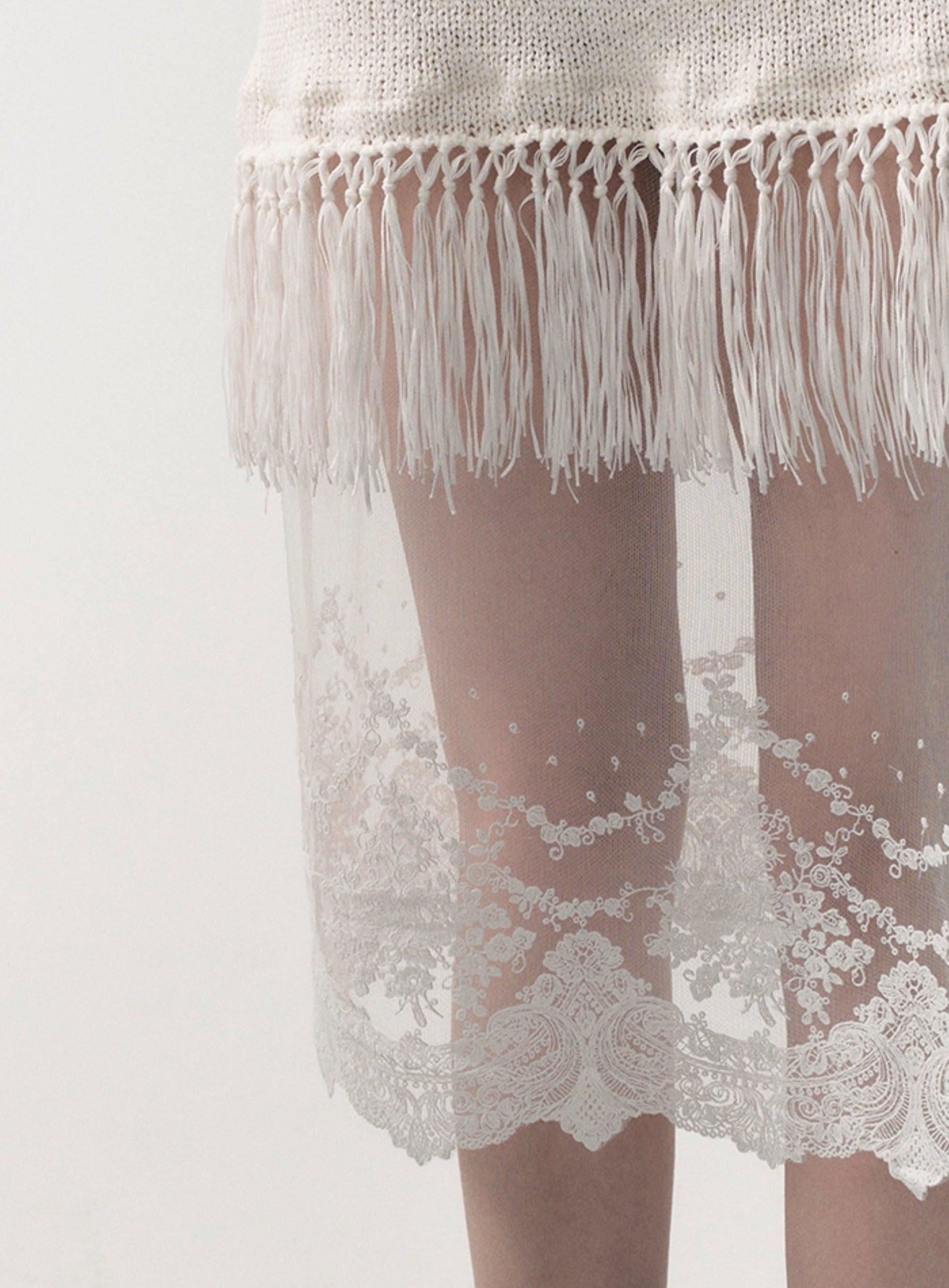 Bohemian Fringe Lace Slip Dress - sneakershuborg