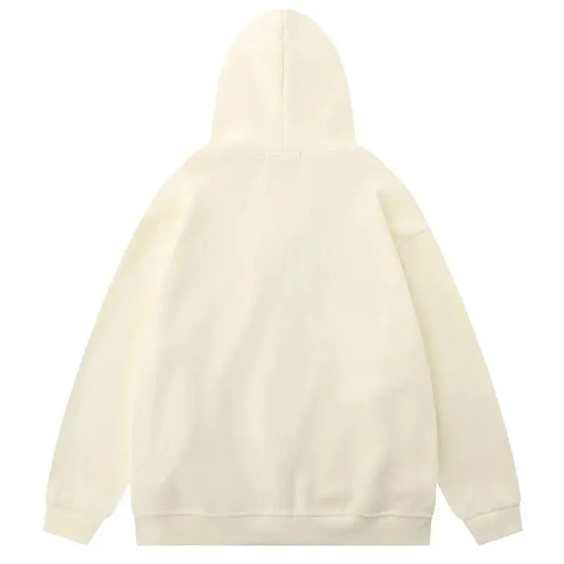 Beige Spider Print Zip Up Hoodie - sneakershuborg