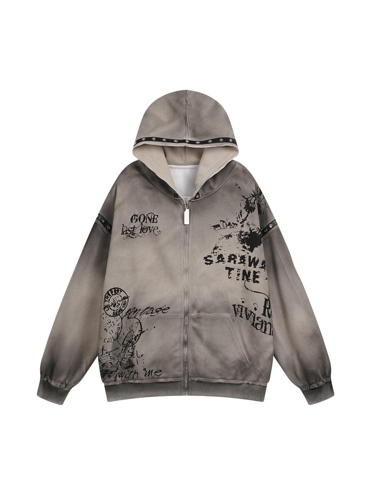 Sneakerhub Vintage Dirty Graffiti Hooded Jacket - sneakershuborg