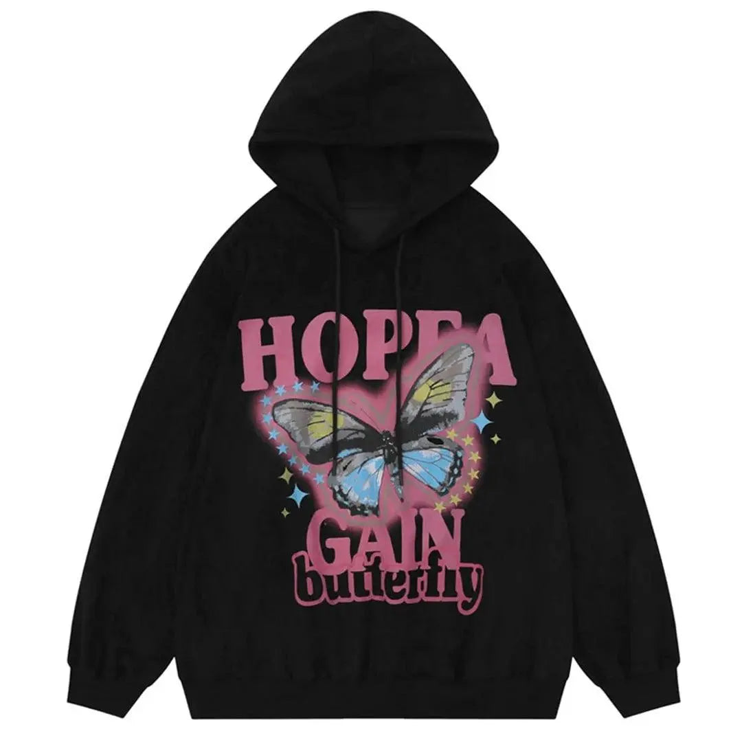 Butterfly Hoodie Black Graphic - sneakershuborg