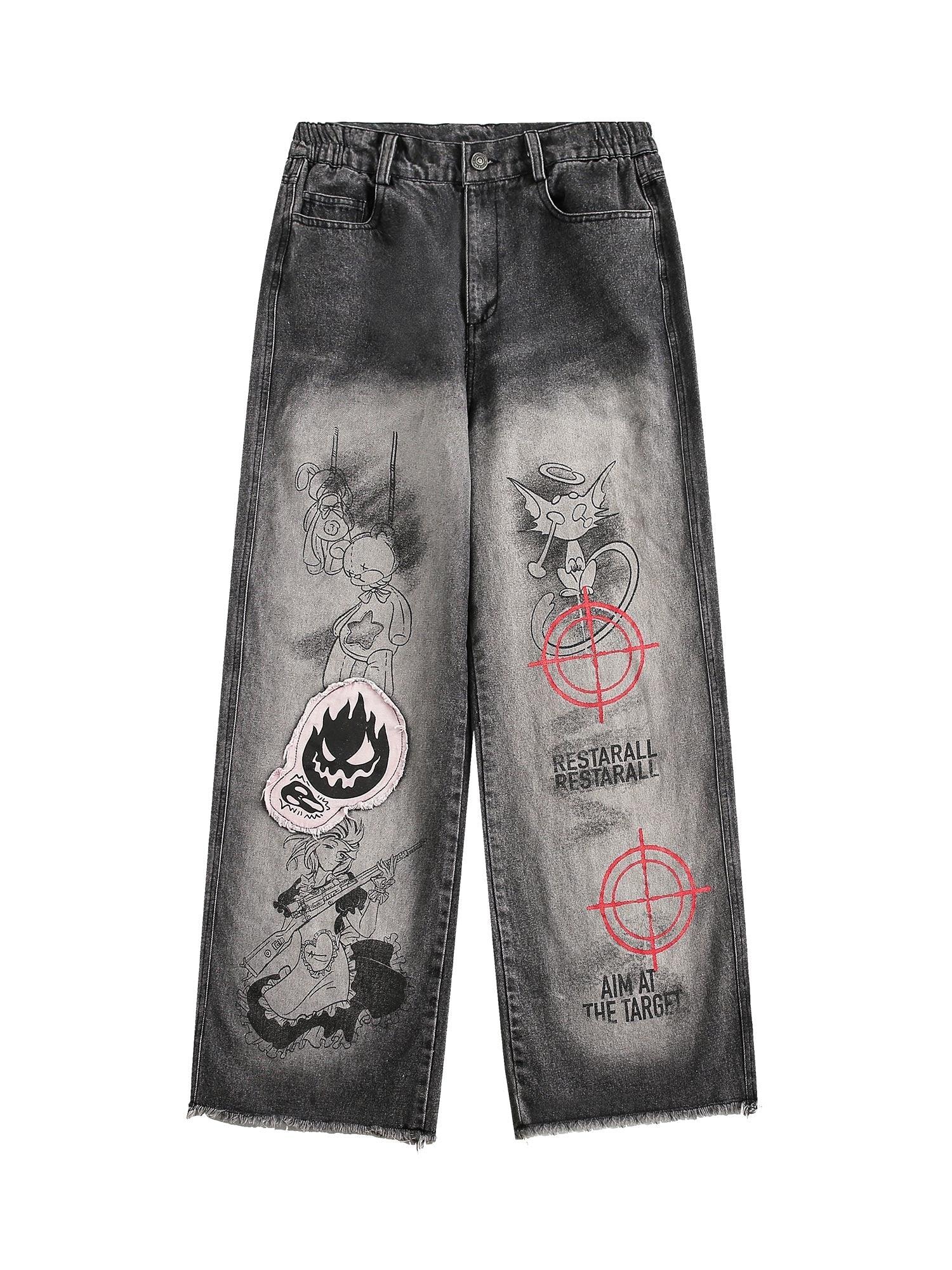 Sneakerhub High Street Hip-hop Fun Print Jeans - sneakershuborg