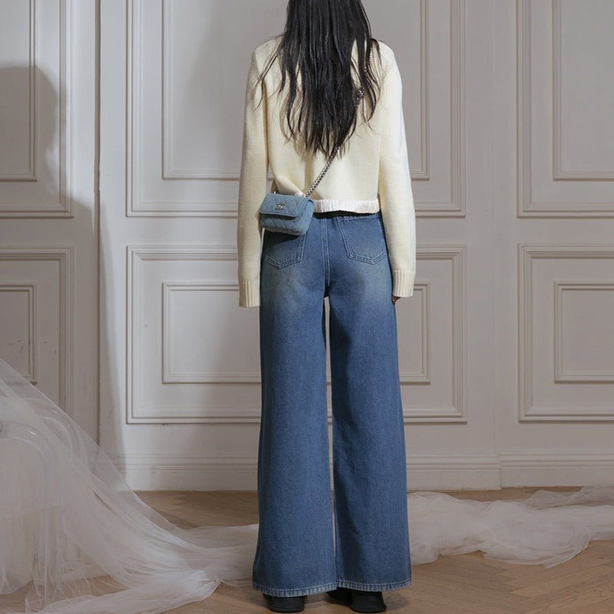 Deconstructed Denim Wide-Leg Jeans sneakershuborg