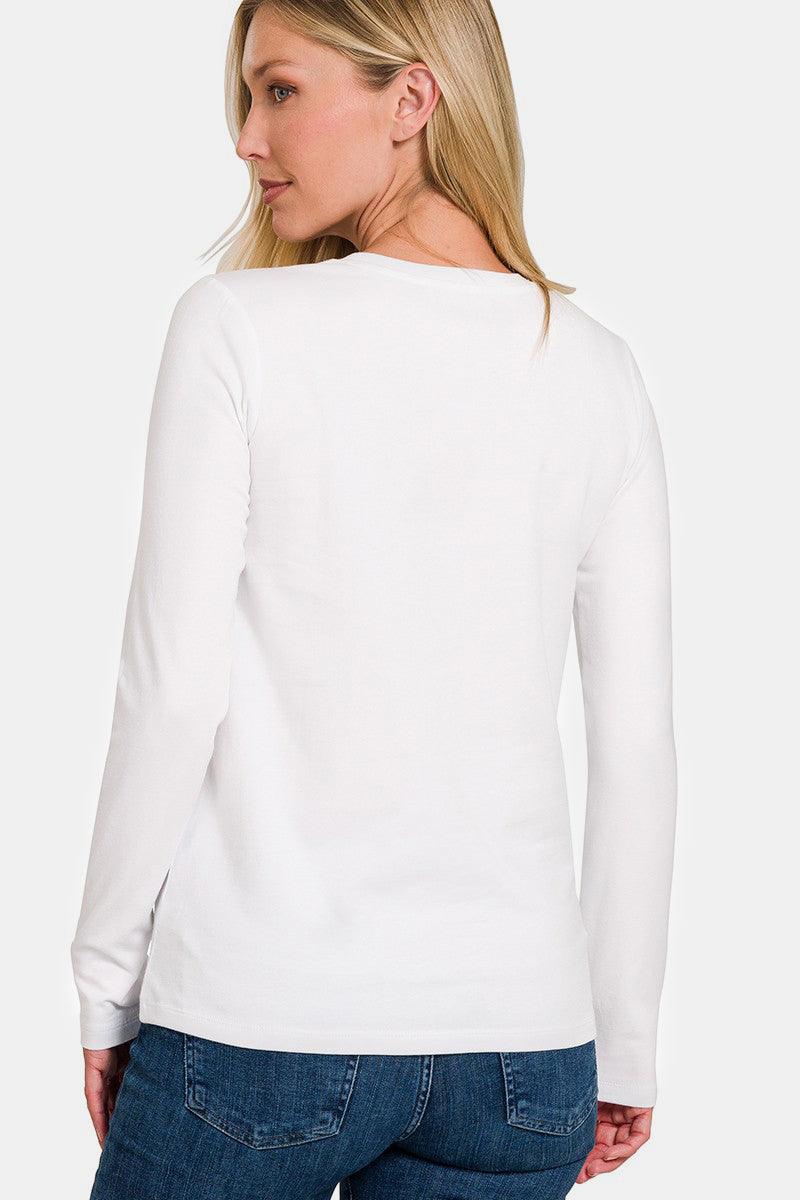 Zenana Full Size Solid Color Round Neck Long Sleeve T-Shirt Trendsi