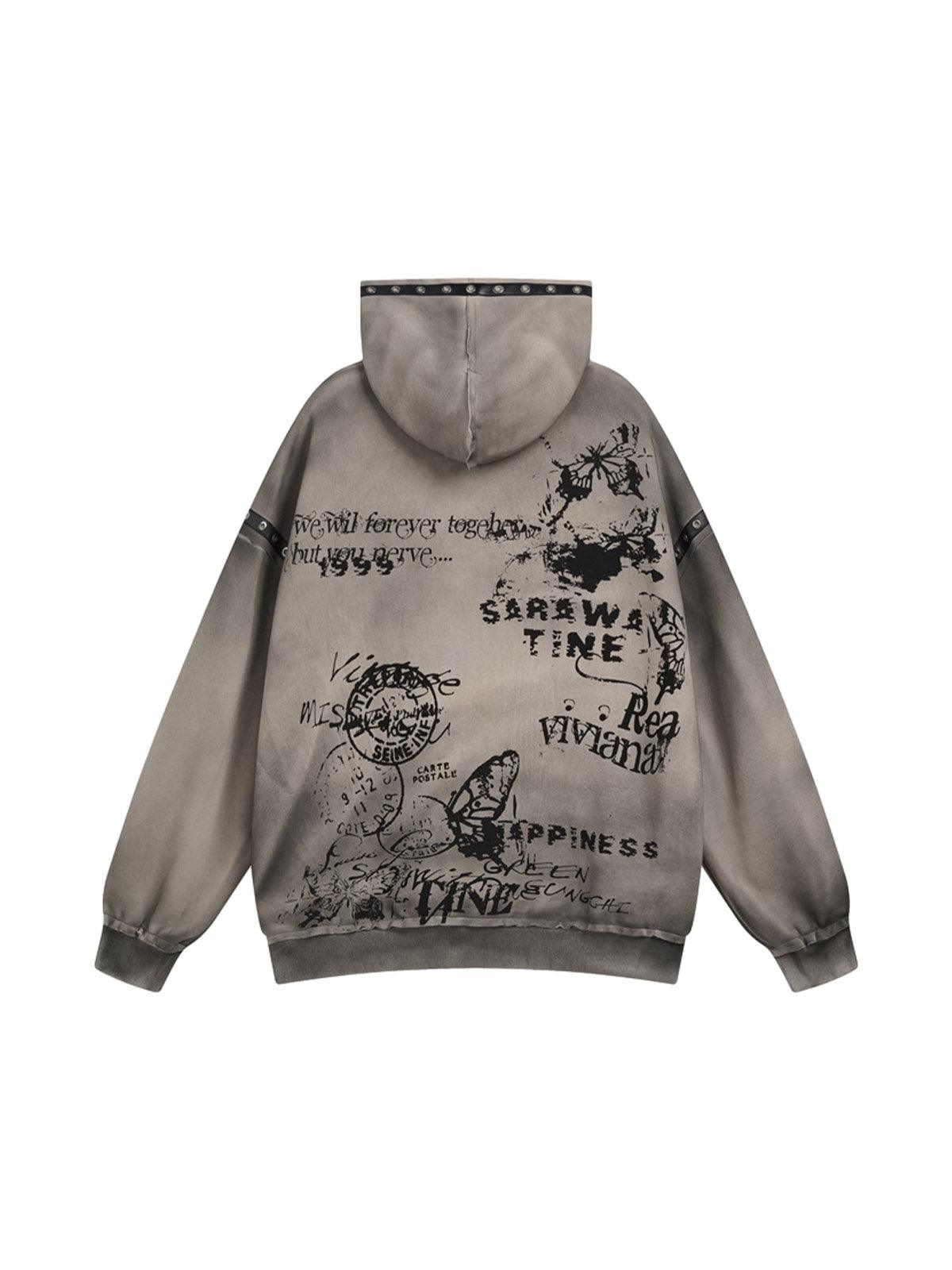 Sneakerhub Vintage Dirty Graffiti Hooded Jacket - sneakershuborg