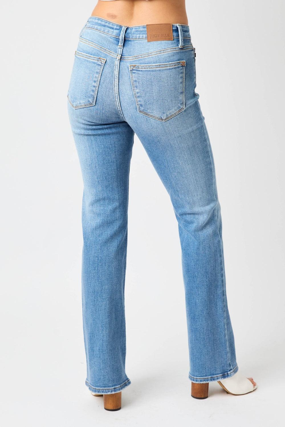 Judy Blue Full Size Mid-Rise Waist Straight Jeans - sneakershuborg