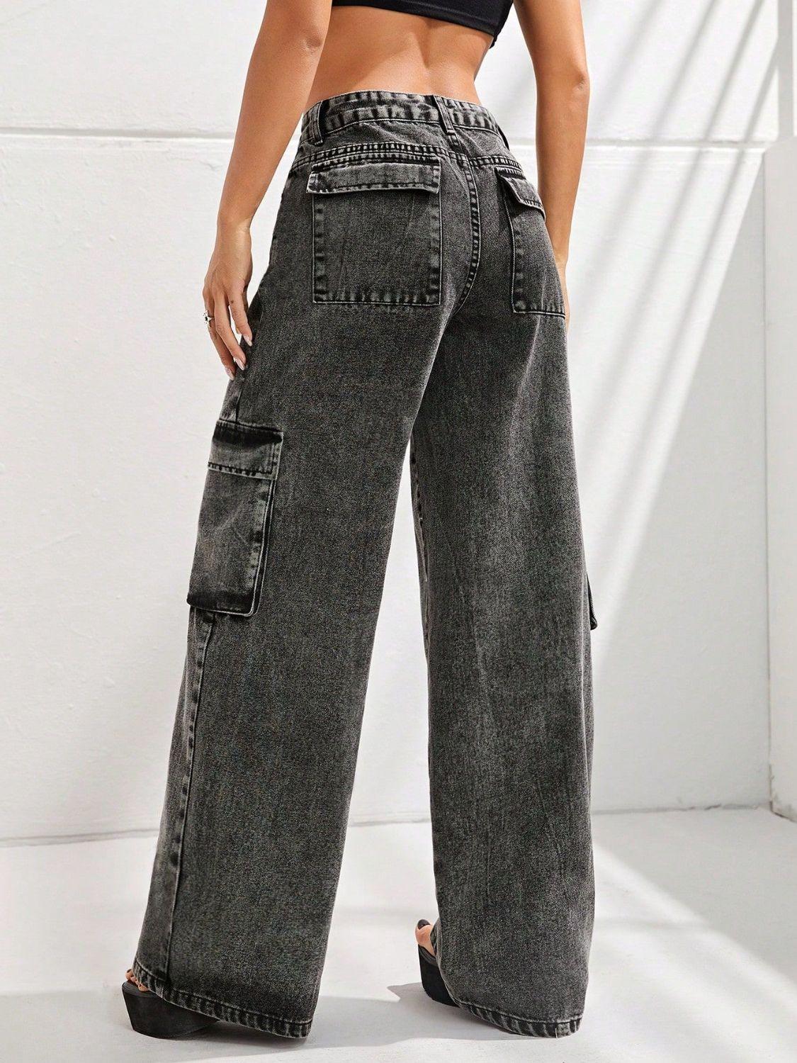 Wide Leg Jeans with Pockets - sneakershuborg