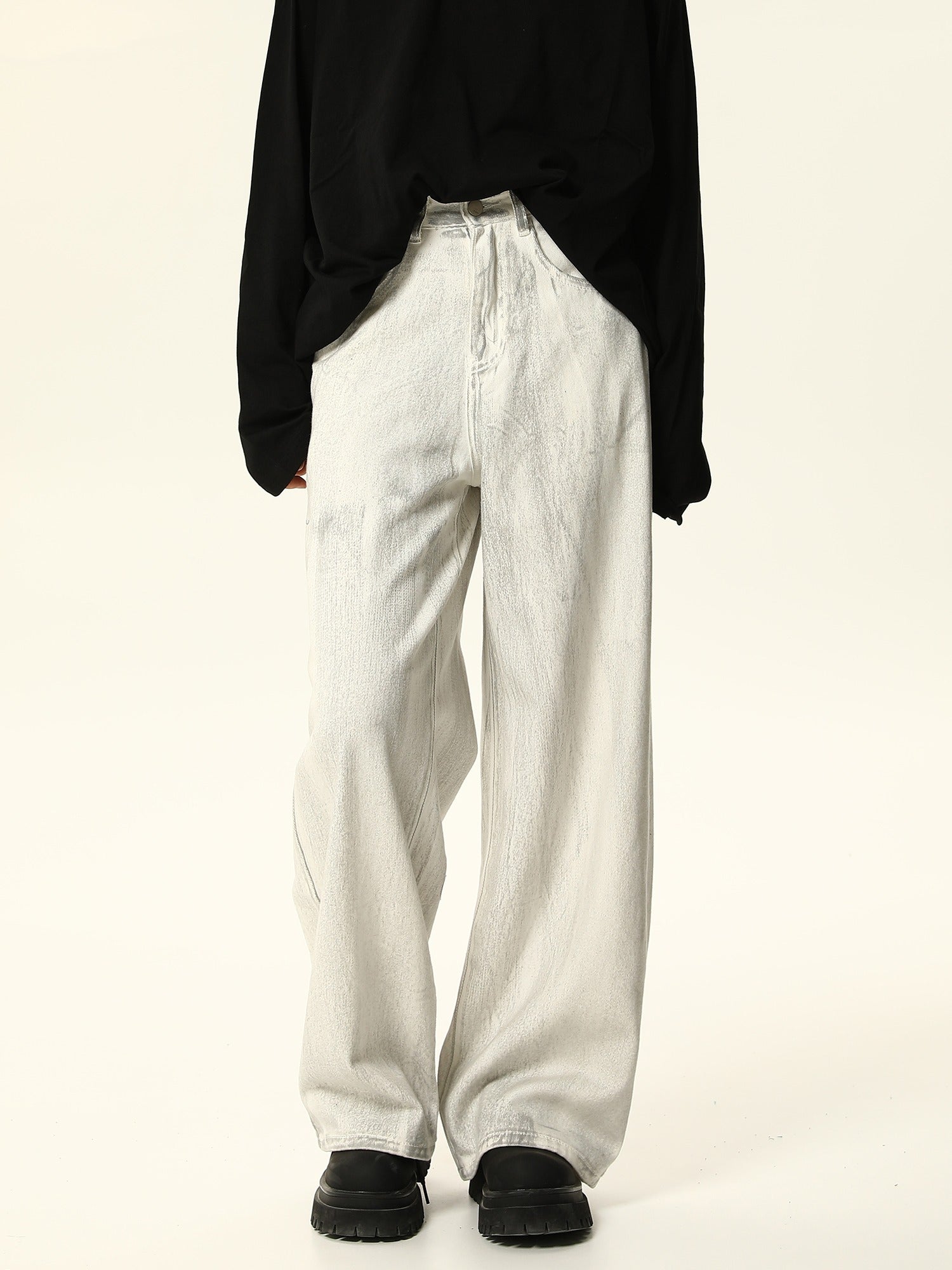 White Wide Leg Baggy Jeans sneakershuborg