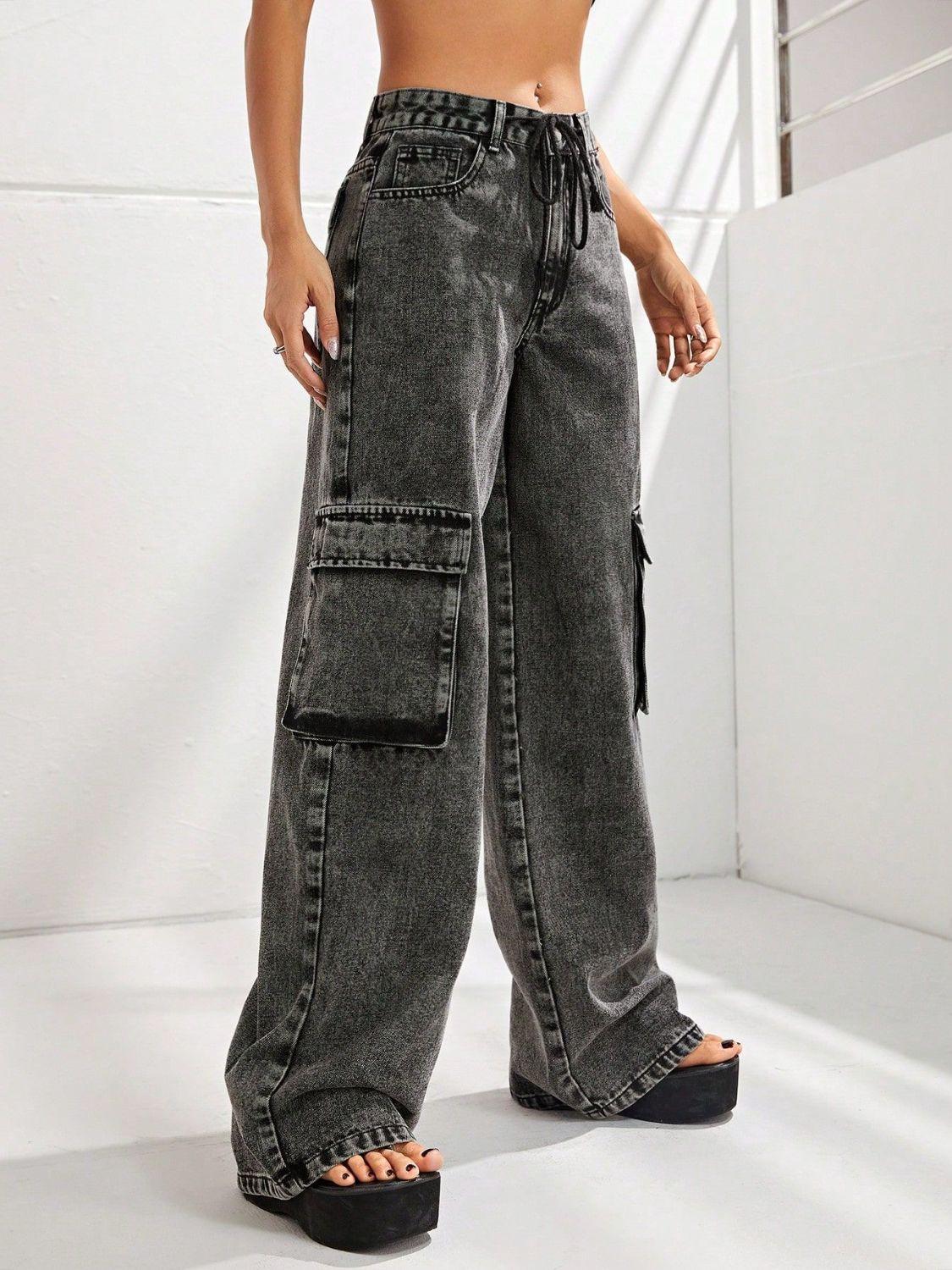 Wide Leg Jeans with Pockets - sneakershuborg