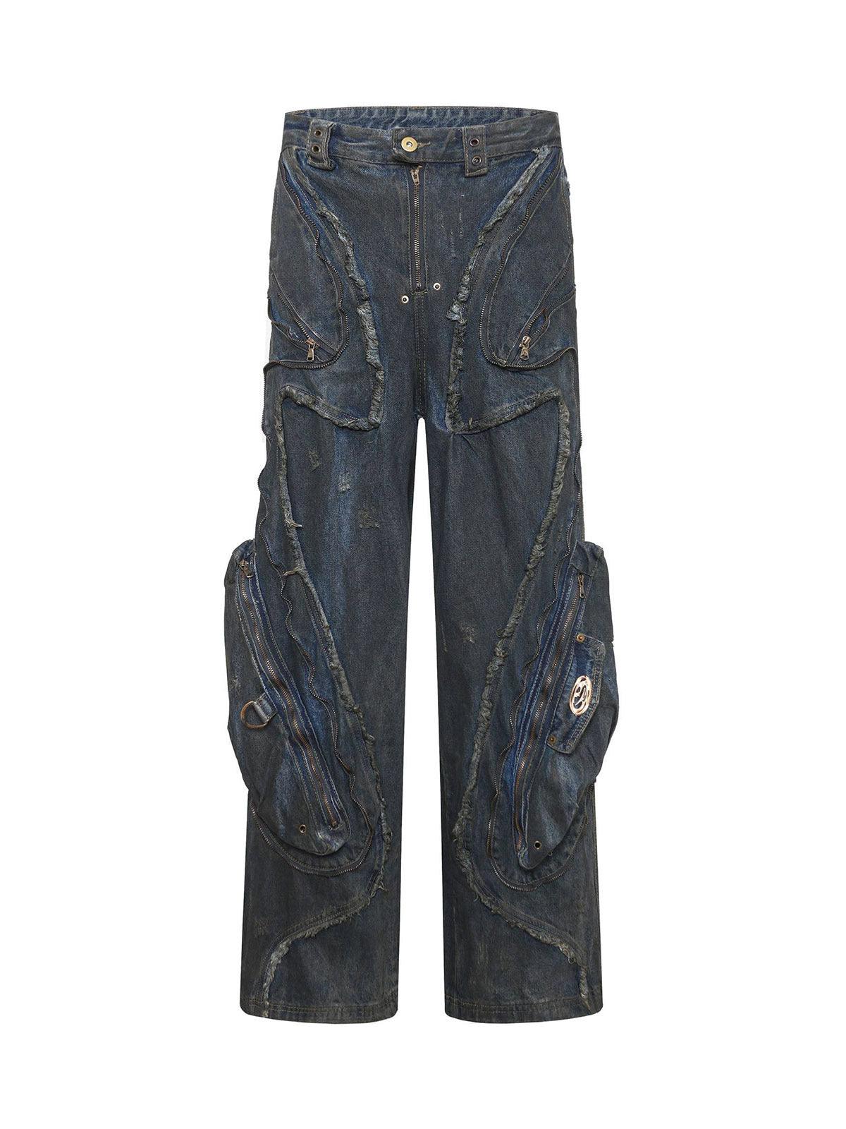 Sneakerhub Wasteland Style Washed Straight Leg Jeans - sneakershuborg