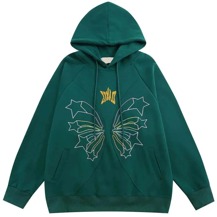 Embroidery Star Butterfly Hoodie - sneakershuborg